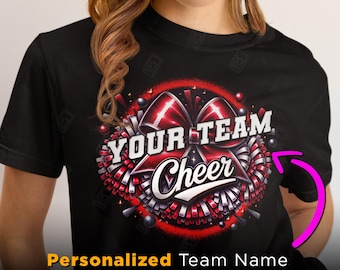 Personalized Red & Black Cheer Bow PNG: (Digital Art)
