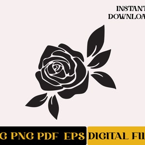 Rose Svg | Romantic Rose Svg | Rose With Leaves Svg | Rose Vector | Valentines Day Svg | Rose Vibes Svg | Flower Svg | Cricut | Png