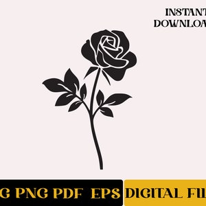 Rose With Leaves Svg | Rose Vector | Rose Flower Svg | Rose Vibes Svg | Flower Svg | Rose Svg | Cricut | Png