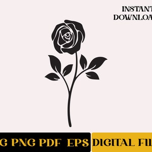 Romantic Rose Svg | Rose With Leaves Svg | Rose Vector | Valentines Day Svg | Rose Vibes Svg | Flower Svg | Cricut | Png