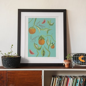 Orange tree illustration print - A5