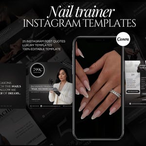 Szablony postów na Instagramie dla instruktorów stylizacji paznokci | Post na Instagramie dla kursu stylizacji paznokci | Posty w mediach społecznościowych dla techników stylizacji paznokci | Szablony paznokci żelowych | Posty o paznokciach