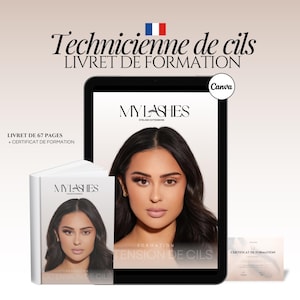 Livret de formation, Extensions de cils, manuel de formation, Technicienne de cils, certificat de formation, Canva Lash Training Manual