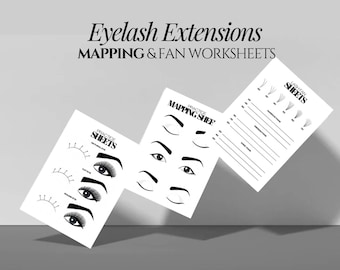 Lash Map Practice Sheets, Eyelash mapping sheets, Eyelash Styling, Lash Maps, Eyelash Extensions,Training for lashes, Lash Fan Practice