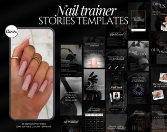 Nail Trainer Instagram Stories Templates | Nail Course Stories | Nail Technician Instagram Stories | Gel Nails Templates | Canva Template