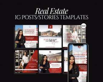 Real Estate Instagram Posts & Stories Templates for Canva | Branding kit | Realtor Template | Social Media Templates | Real Estate Marketing
