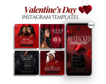 Valentine Day Template, February bookings, Instagram posts, Valentine’s flyer, Esthetician, Hair Flyer, Social media template, Braid, Wig