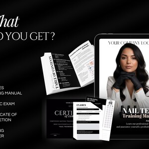 Nail Tech Training Manual Template | Certificate Template |Theory exam |Nails Instructor Ebook Template |Beginners Guide |Nail Course image 2