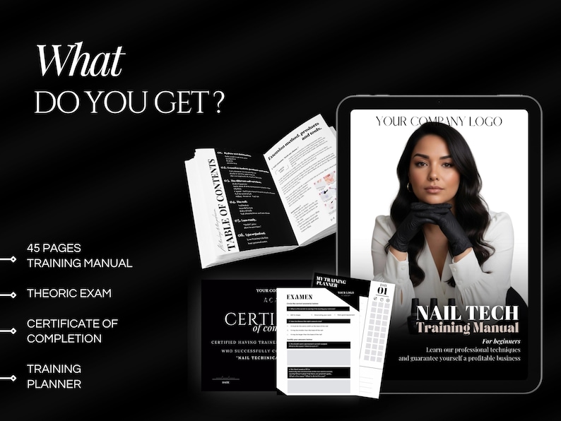 Nail Tech Training Manual Template | Certificate Template |Theory exam |Nails Instructor Ebook Template |Beginners Guide |Nail Course image 2