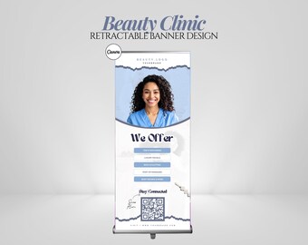 DIY Retractable Banner Template, Canva Editable Roll-Up Design, Clinic, Beauty