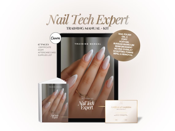 Nail Tech Training Manual Template | Nail Tech Ebook |Nails Tech Manual | Beginner's Nail Course Gel-X Nails Ebook Editable Training Guide