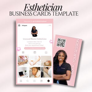 Carte de visite esthéticienne Instagram, bricolage modèle canva, épilation à la cire de carte de visite Épilation à la cire d'esthéticienne modèle QR Code carte de visite