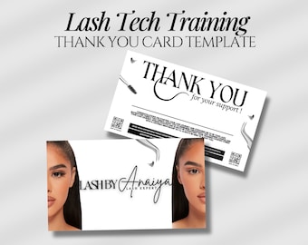 Lash Tech Business Card Thank You Card Canva Template, Luxury Business Card, Instagram QR Code, Lash training flyer, Lash class flyer