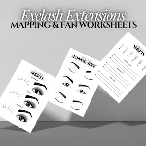 Lash Map Übungsblätter, Wimpernzuordnungsblätter, Wimpernstyling, Lash Maps, Wimpernverlängerung, Training für Wimpern