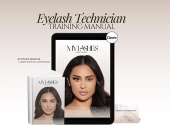 Lash Extension Training Template, Lash Extension Training Manual, lash certificate of completion,lash training book editable, lash tech