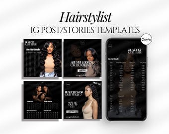 Hair Bundles & Wigs Price List: Instagram Canva Templates