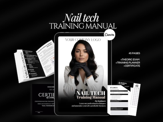 Nail Tech Training Manual Template | Certificate Template |Theory exam |Nails Instructor Ebook Template |Beginners Guide |Nail Course