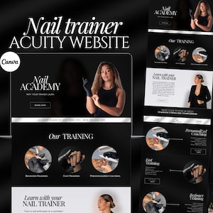 Nail Trainer Canva Website Template, Acuity Scheduling, Canva Editable Template Aesthetic Website | Nail Technician Acuity Website Nail Tech