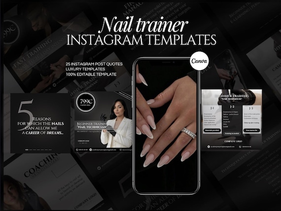 Nail Trainer Instagram Posts Templates | Nail Course Instagram Post | Nail Technician Social Media Posts | Gel Nails Templates | Nails posts