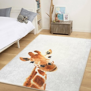 Afrikanischer Safari Babyzimmer Teppich|Giraffe Themen Teppich|Giraffe Kinder Boden Teppich|Giraffe gemusterte Kinderzimmer Matte|Giraffe Kinderzimmer Teppich