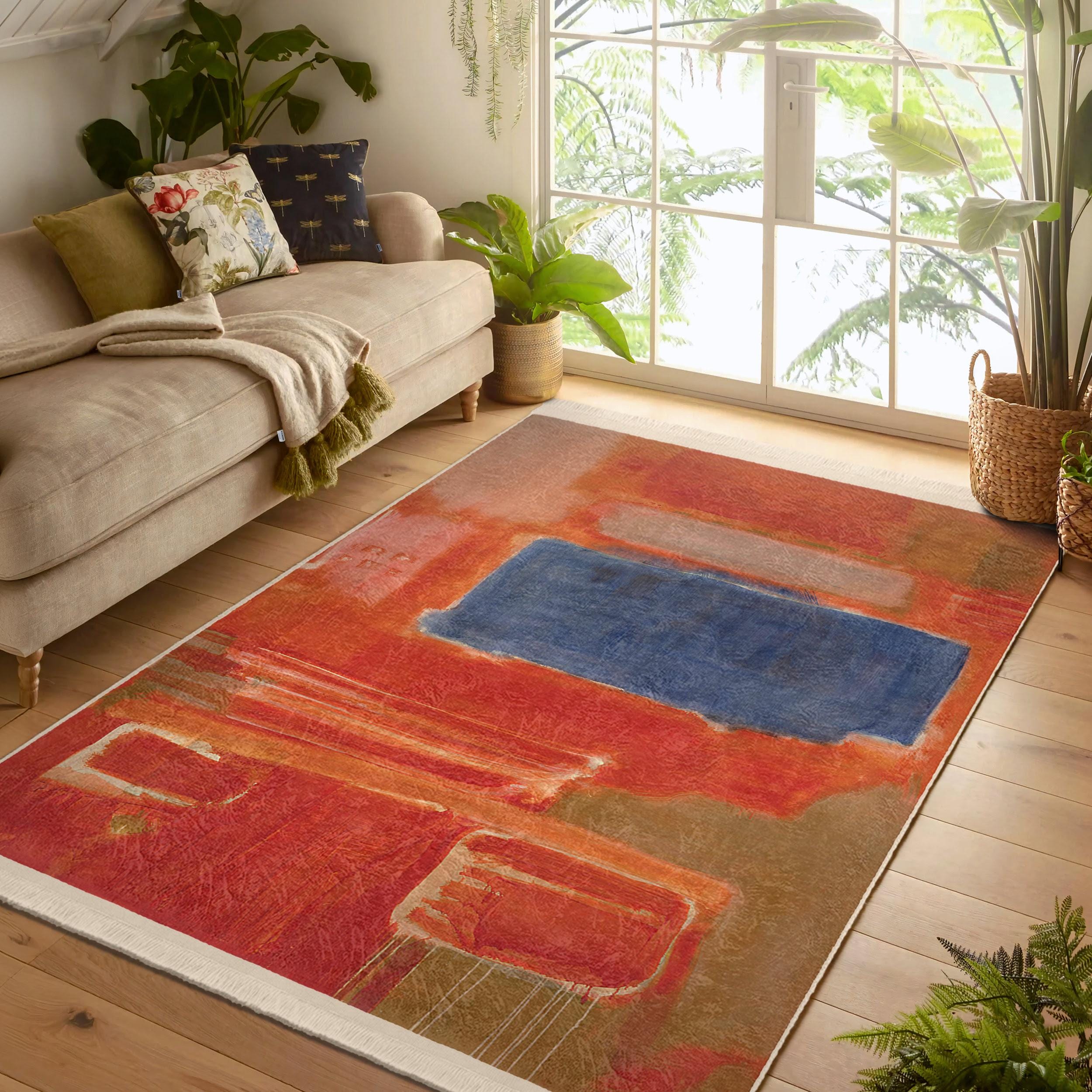Rothko Rug Color Block Living Room Rug|mark Rothko Inspired Carpet|navy Blue and ...