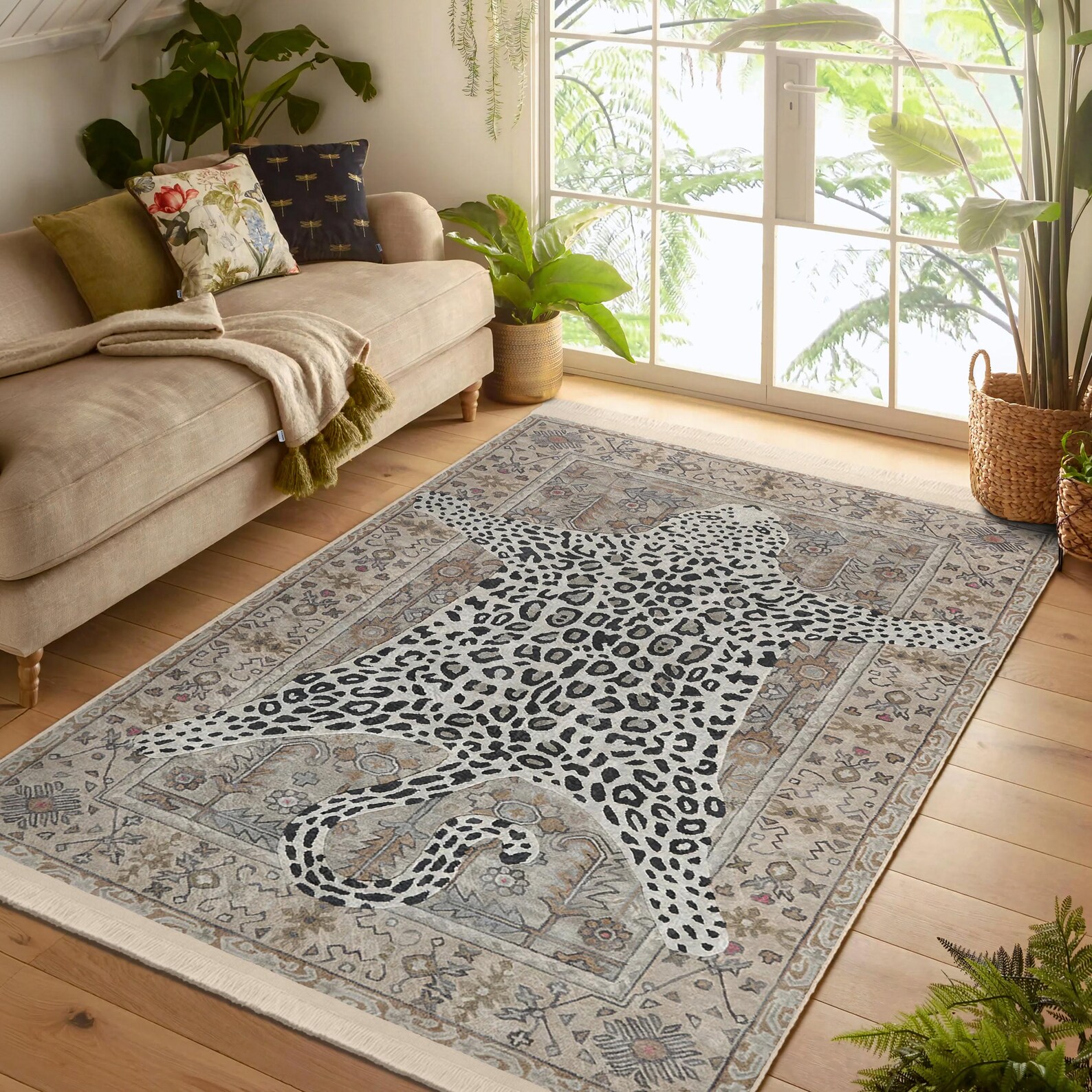 Leopard Patterned Area Rug|safari Decor Carpet|vintage Leopard Living ...