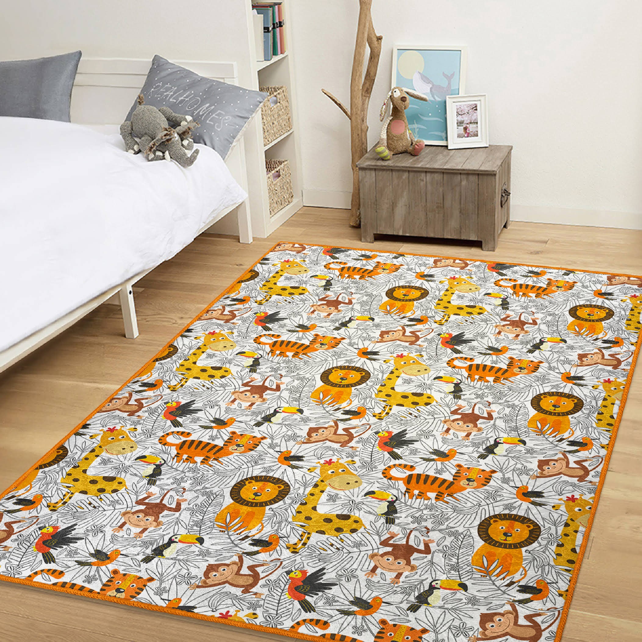 Safari Animal Kids Rug | Anti-allergic Play Mat|zoo Nursery Carpet - Etsy