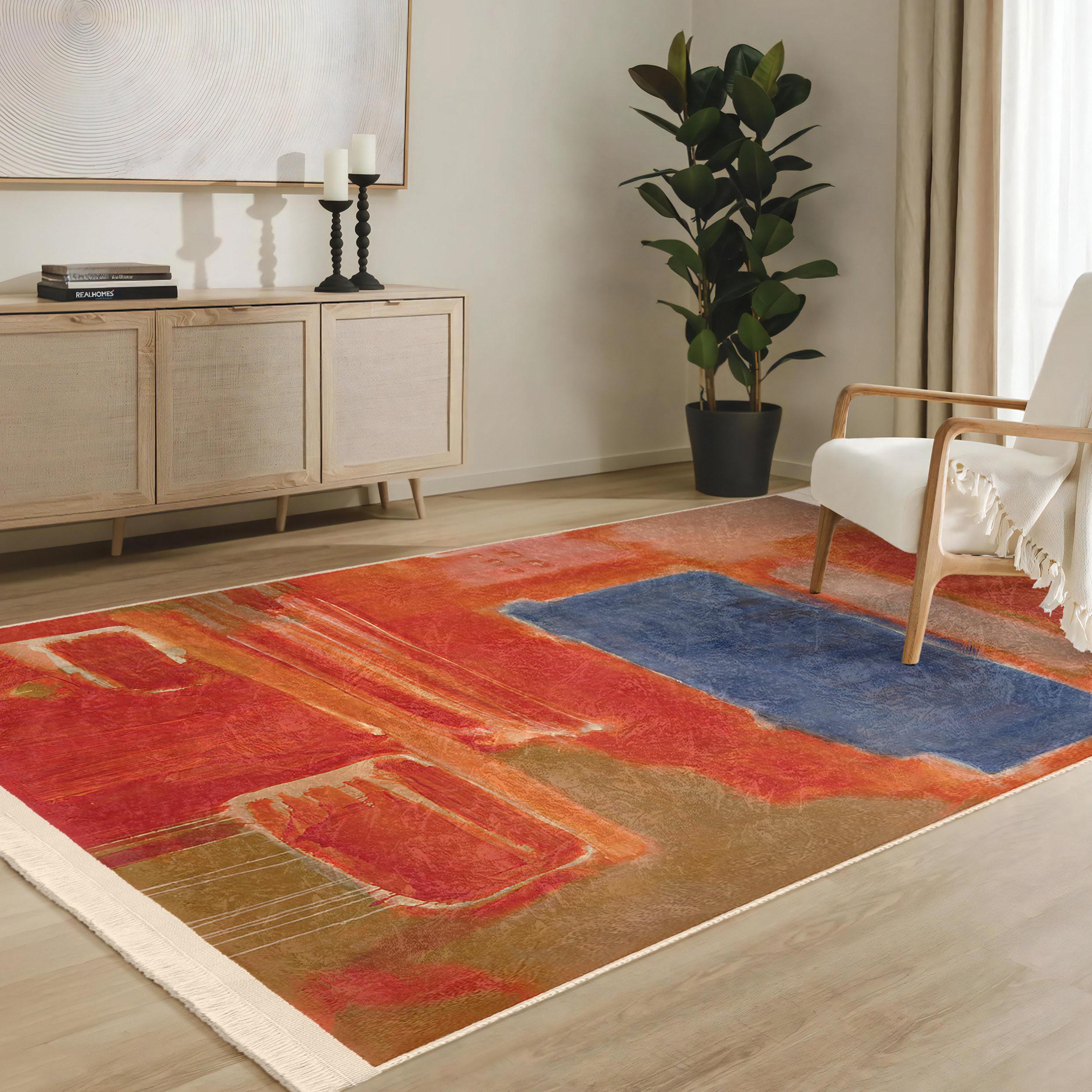 Color Block Living Room Rug|mark Rothko Inspired Carpet|navy Blue and ...