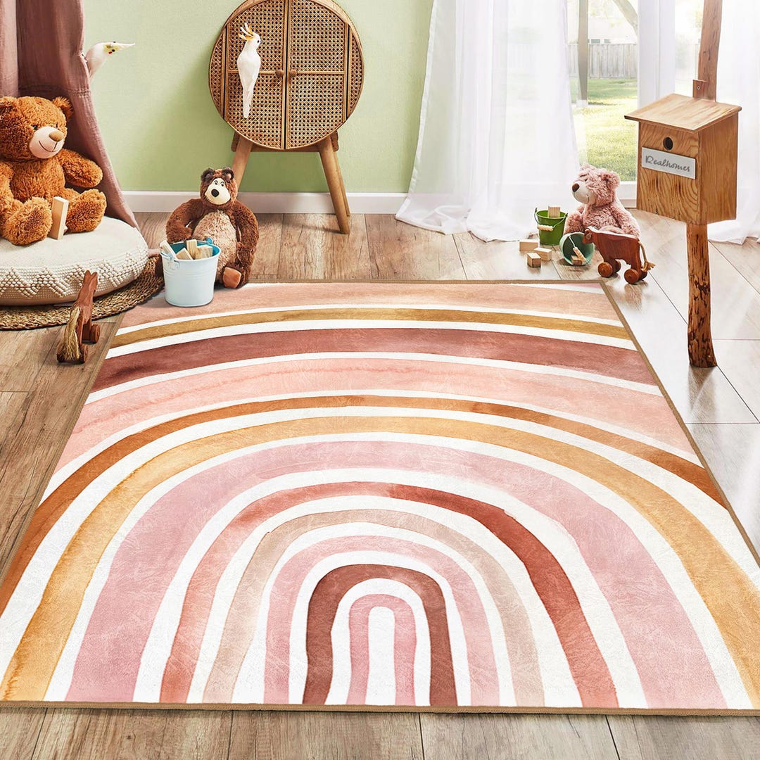 Baby Rooom Rugs Colorful Rainbow Kids Rug|pastel Colored Nursery Carpet|boho Baby Room ...