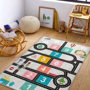 Hopscotch Kinder-Teppich|Kinder Spielzimmer Teppich|Kinderzimmer Teppich|Laufspielteppich|Laufspielteppich|Laufspielteppich|Kinderteppich Kinderteppich|Anti Rutsch Teppich