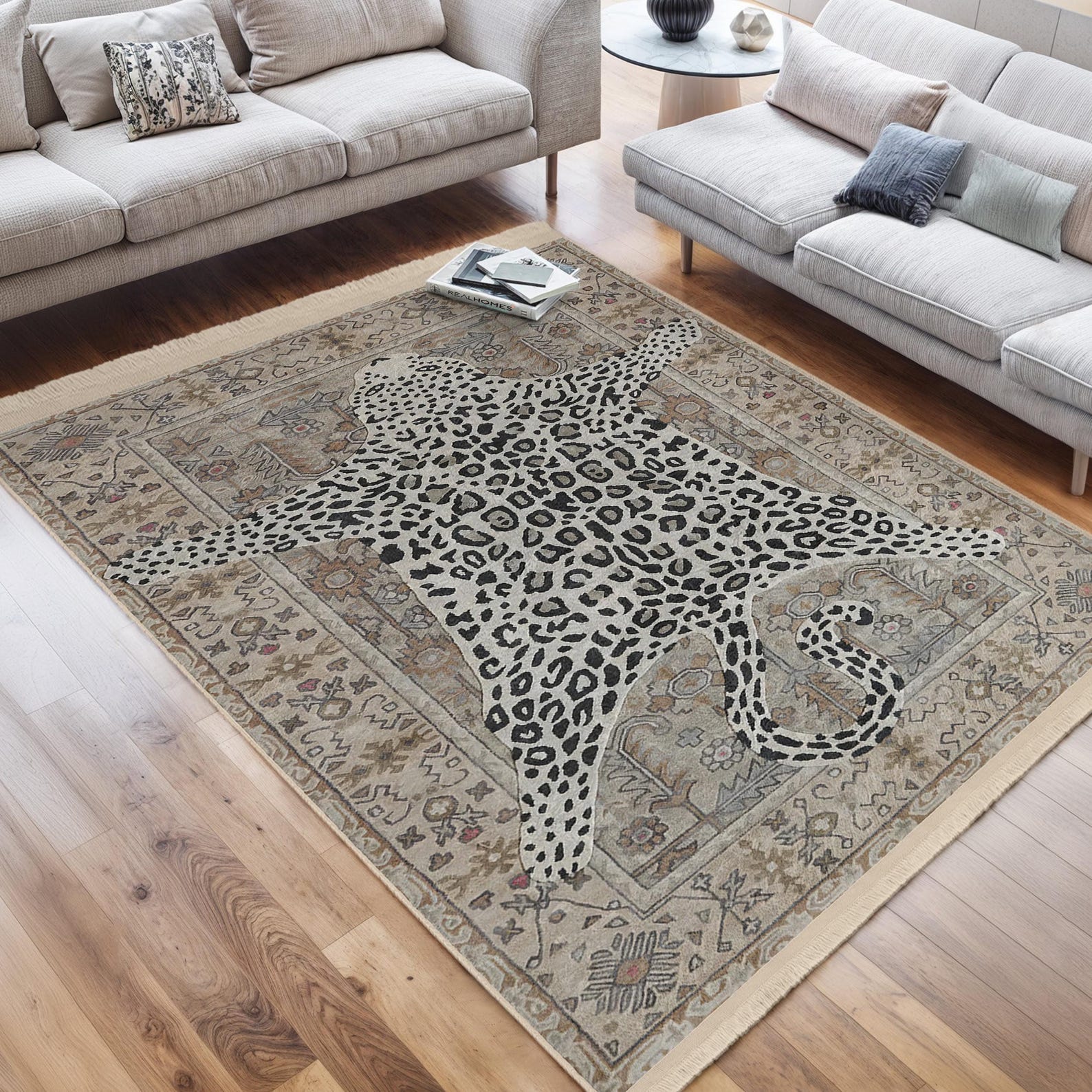 Leopard Print Rug|vintage Style Area Carpet|cowhide Look Mat|non Slip ...