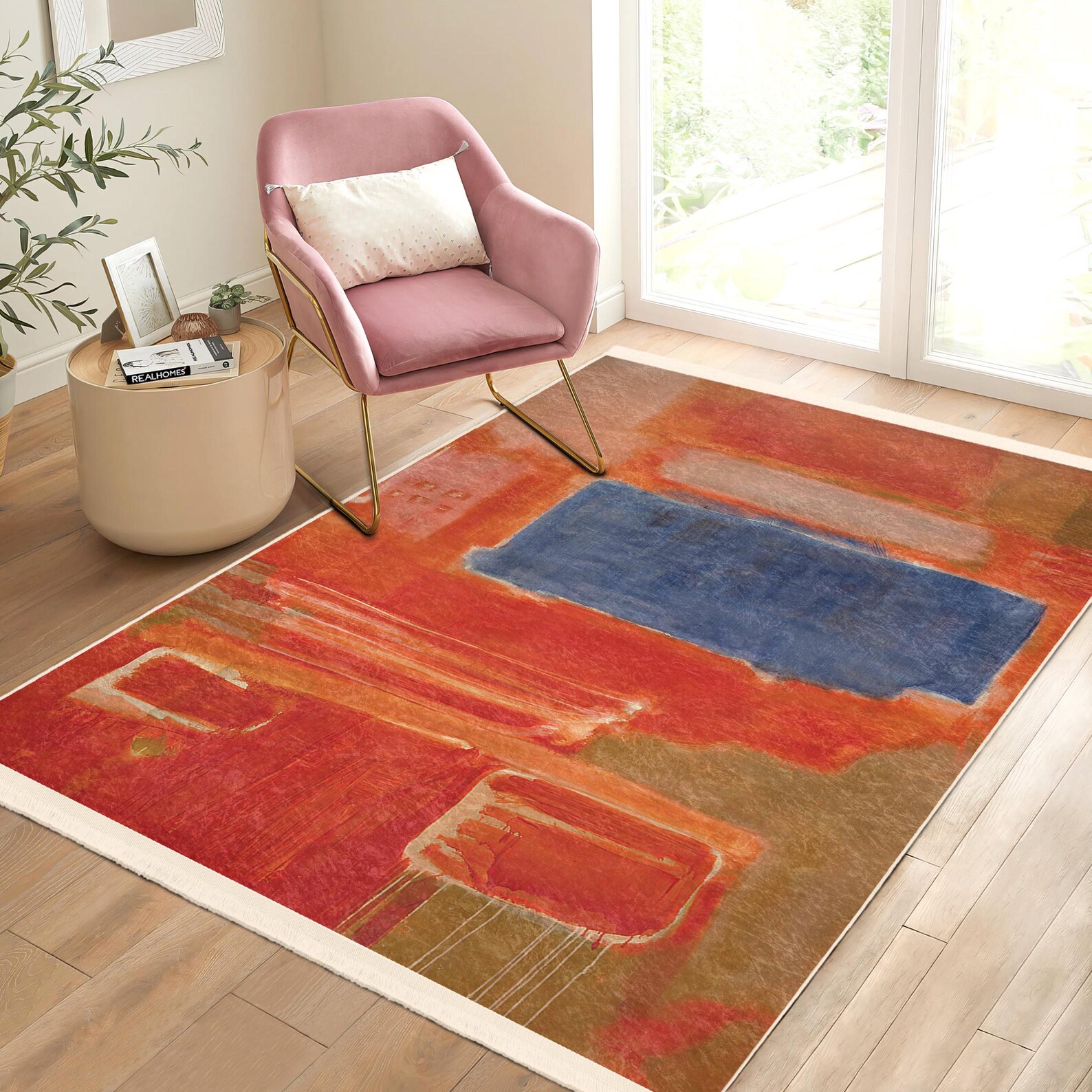 Color Block Living Room Rug|mark Rothko Inspired Carpet|navy Blue and ...
