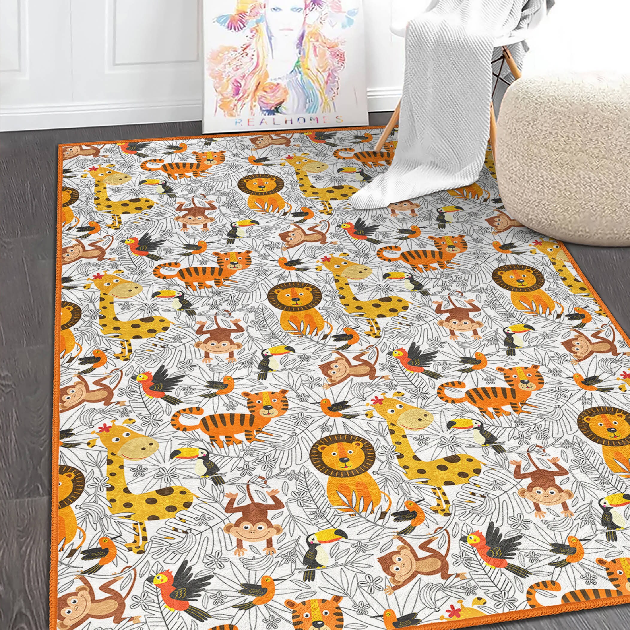 Safari Animal Kids Rug | Anti-allergic Play Mat|zoo Nursery Carpet - Etsy