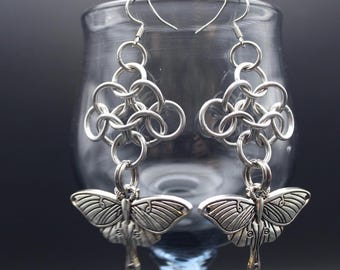 Luna Moth Chainmail earrings