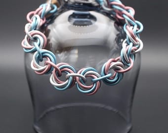 Trans Pride Twister Chainmail Bracelet