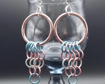 Transgender Pride Chainmail-örhängen eller öronvikter