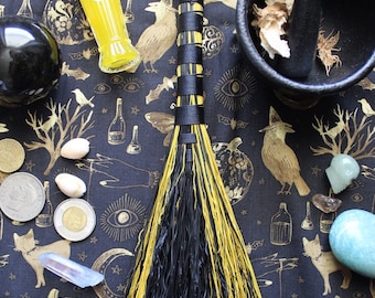 Black and yellow whisk broom 10” for altar cleansing
