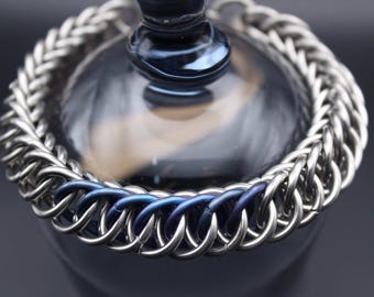 Steel and Titanium Chainmail Bracelet