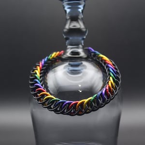 Loop And Broom Pride Rainbow and Black Chainmail Bracelet