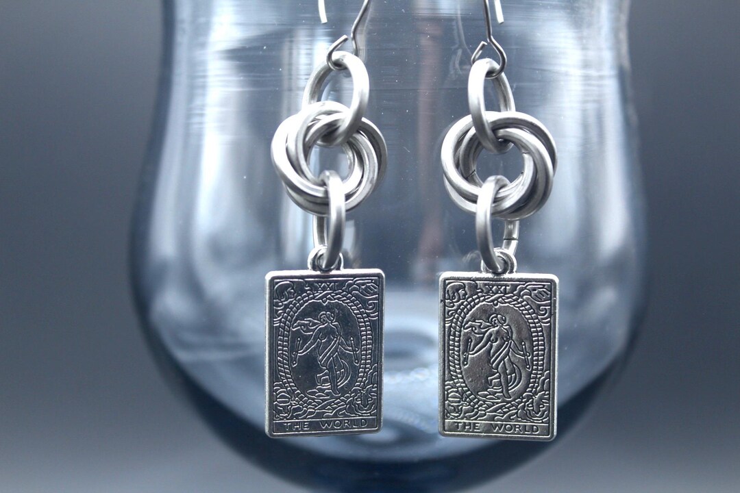 Tarot Card Chainmail Earrings - Etsy