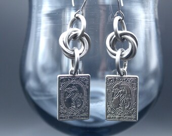 Tarot card Chainmail earrings