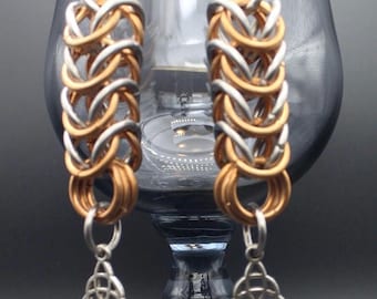 Stalen en bronzen Keltische triquetra maliënoorbellen oorbellen