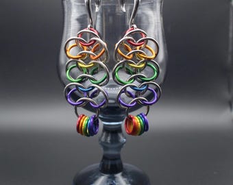 Rainbow Dragonscale Chainmail Earrings ear weights