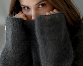 Hand-Knitted Mohair Alpaca Sweater – Relaxed Fit