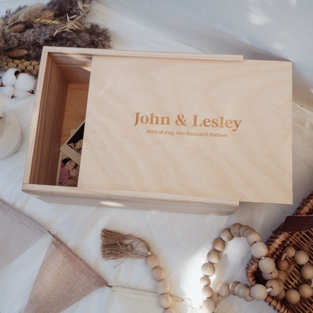 Personalized Wedding Keepsake Box – Engraved Pine Wood Memory Box - Etsy