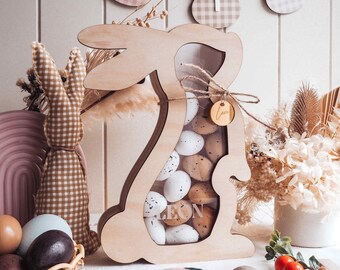 Soporte personalizado para huevos de Pascua con forma de conejito – Decoración floral