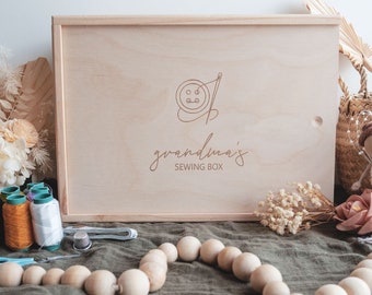 Boîte à couture en bois personnalisée - Souvenir gravé, fabrication australienne