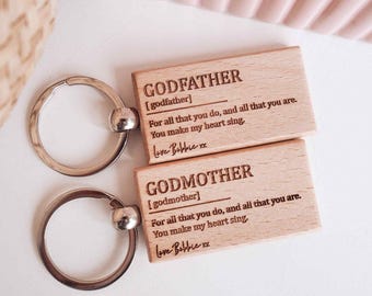 Portachiavi personalizzato per padrino/madrina - Regalo in legno inciso