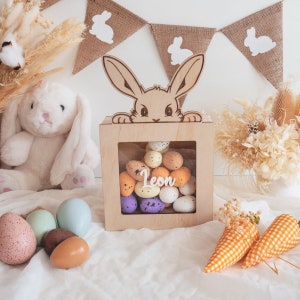 Personalised Easter Bunny Egg Holder - Easter Gift for kids, Peeking Bunny Design, Children&#39;s Easter Egg Holder