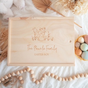 Personalisierte Ostern Erinnerungsbox aus Holz - Holzkiste für Baby, große Erinnerungsbox für Ostern, Geschenk für Kinder